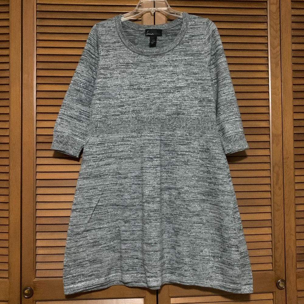 Lane Bryant Fitted Silver Gray Knit Heavyweight Sweater Dress 14/16